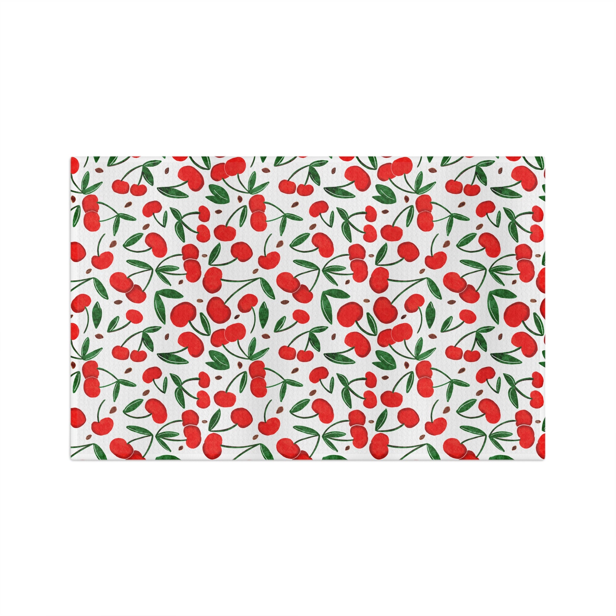 Cherry Pattern Microfiber Tea Towel — Red Cherry Kitchen Towel