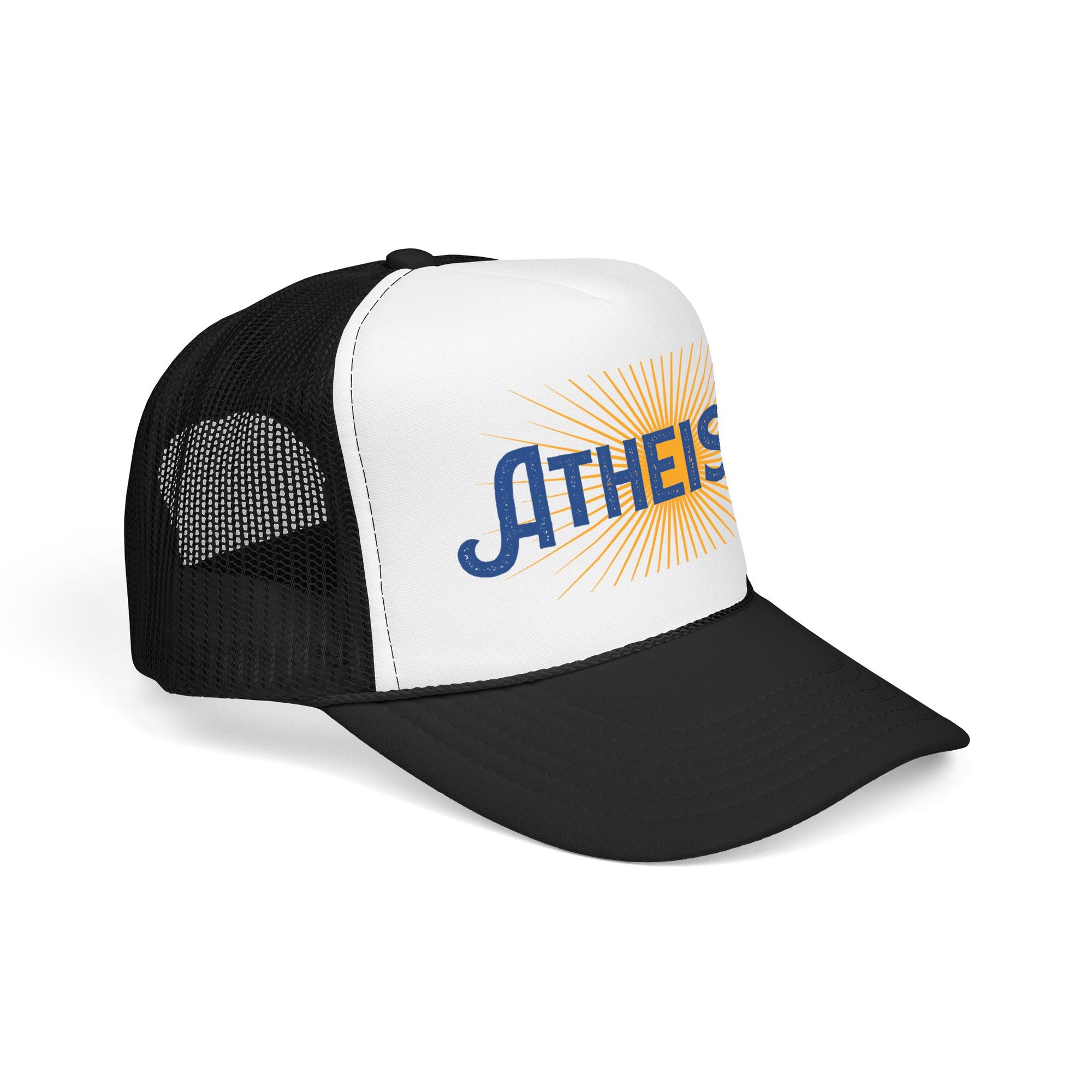 Atheist Foam Trucker Hat — Retro Sunburst Logo Cap