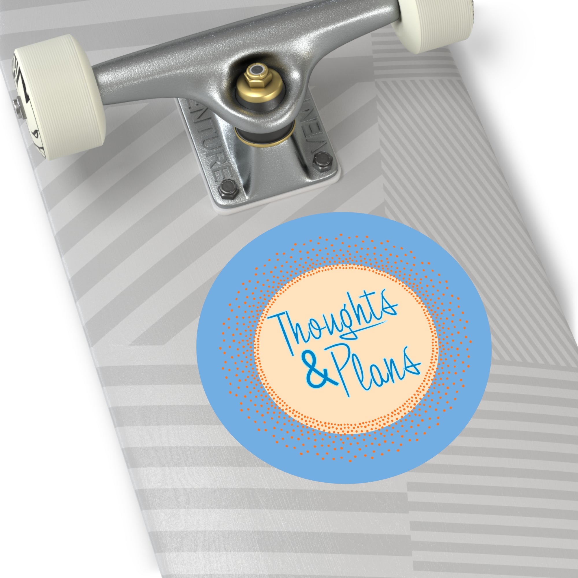 Thoughts & Plans Round Vinyl Sticker — Blue Decorative Planner Label