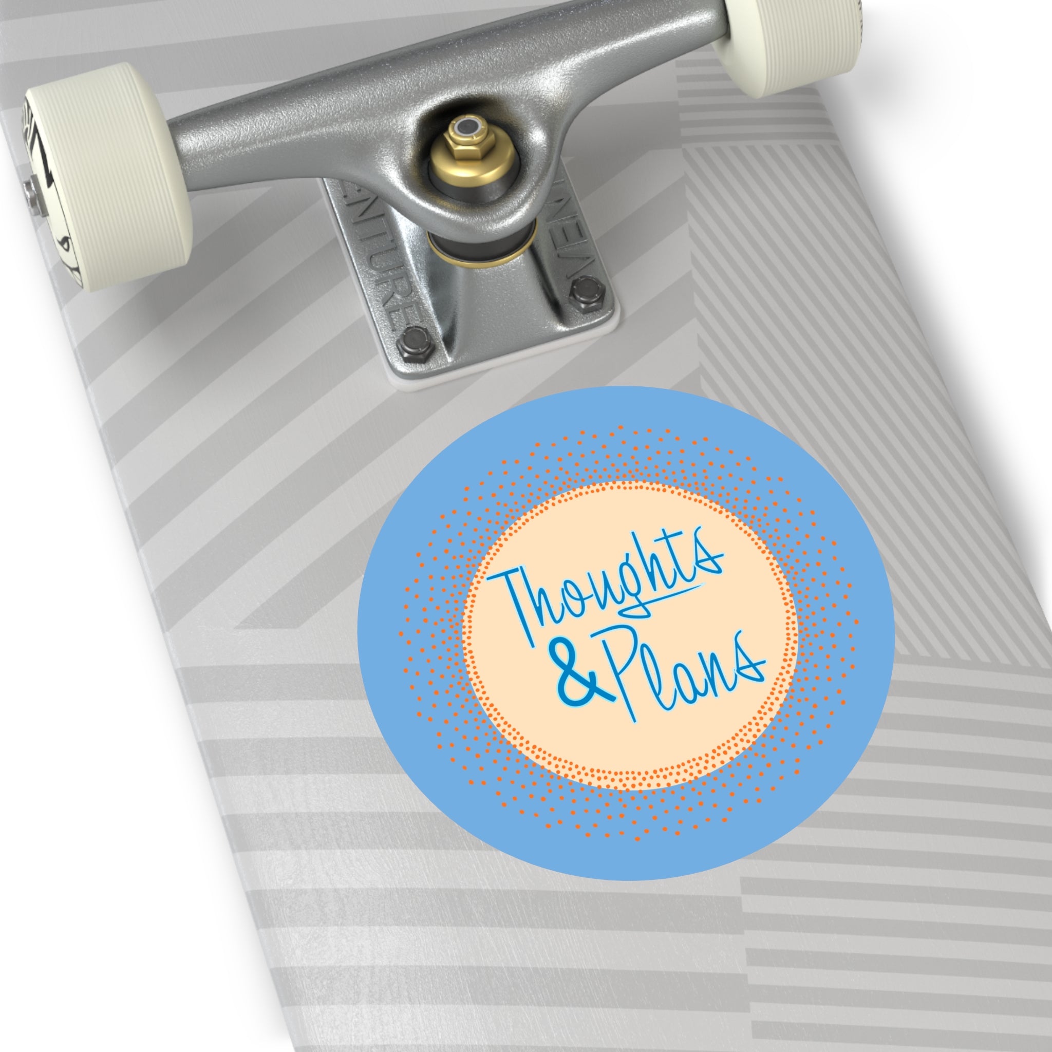 Thoughts & Plans Round Vinyl Sticker — Blue Decorative Planner Label