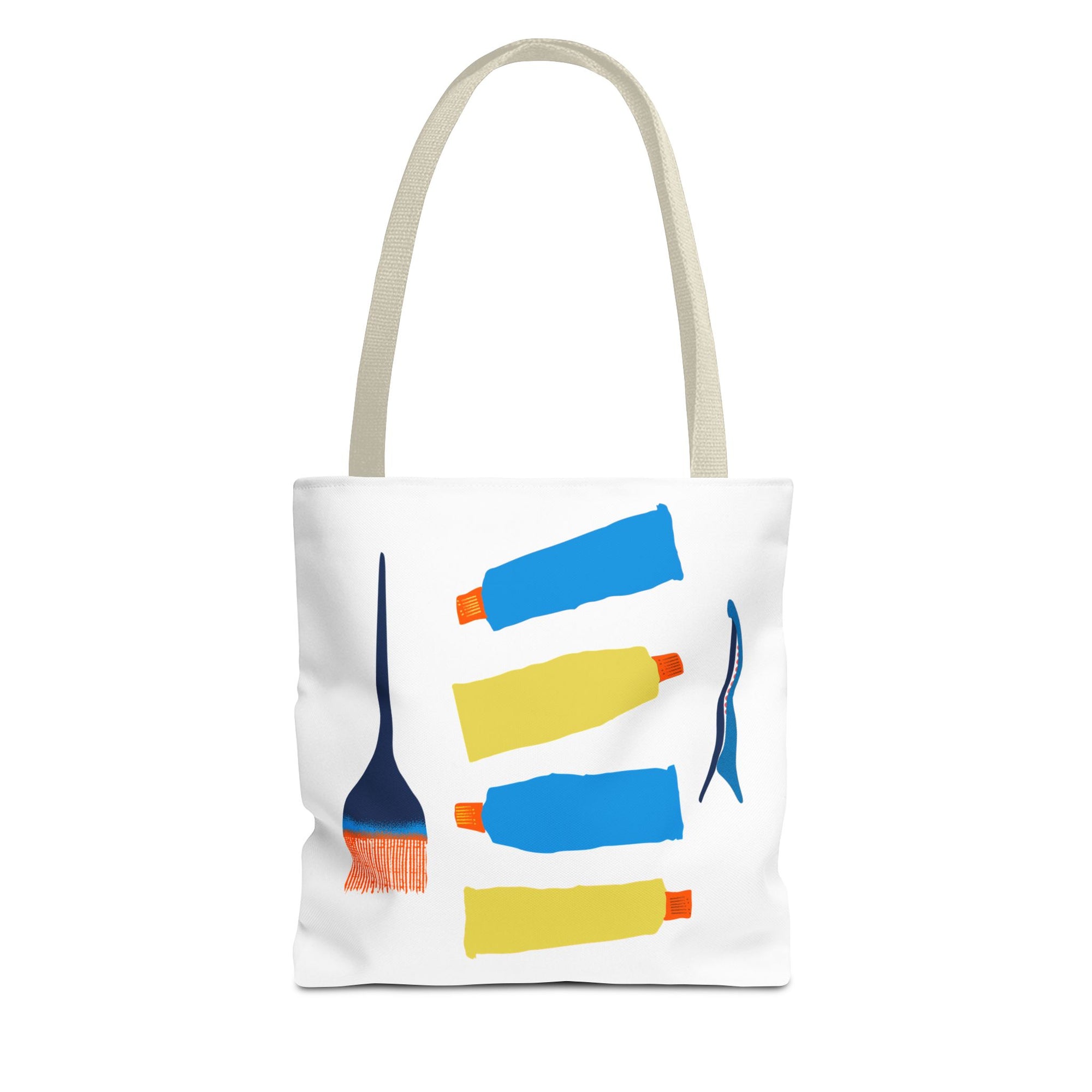 Paint Tubes and Brush Tote Bag | Abstract Art Supplies Tote