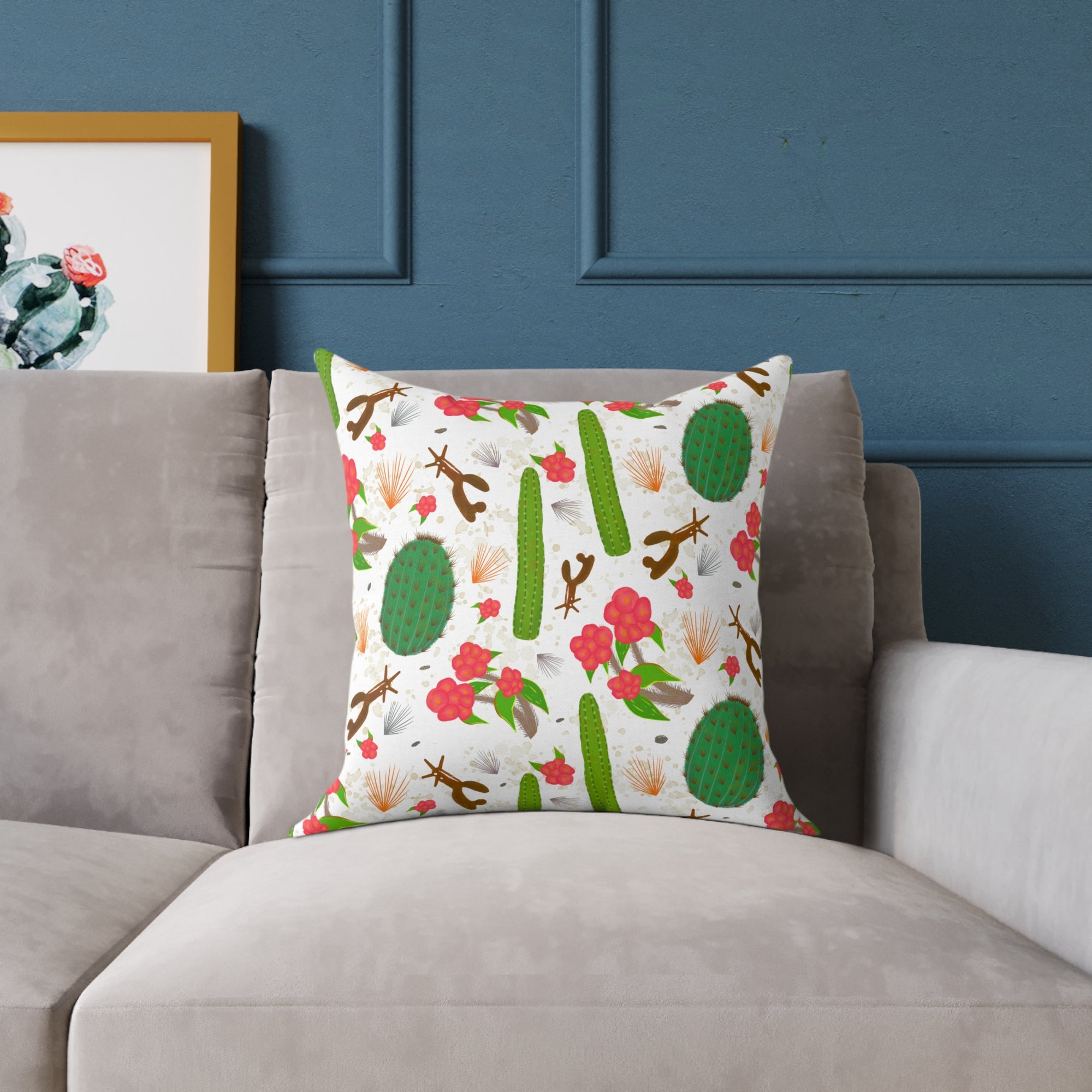 Cactus Pattern Square Pillow — Prickly Paradise Throw Cushion