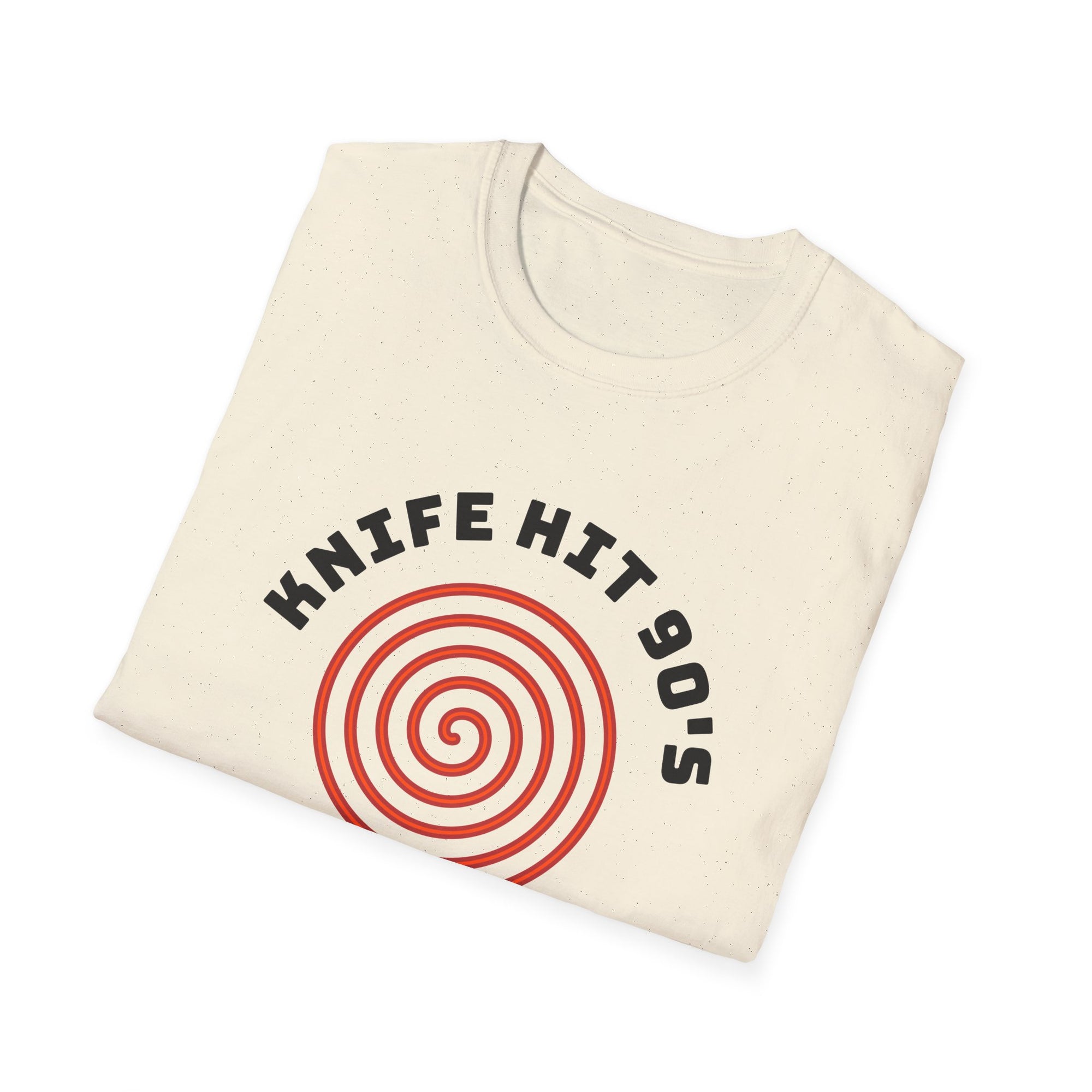 Knife Hit 90s spiral graphic T-Shirt | Freezer Buddy back print