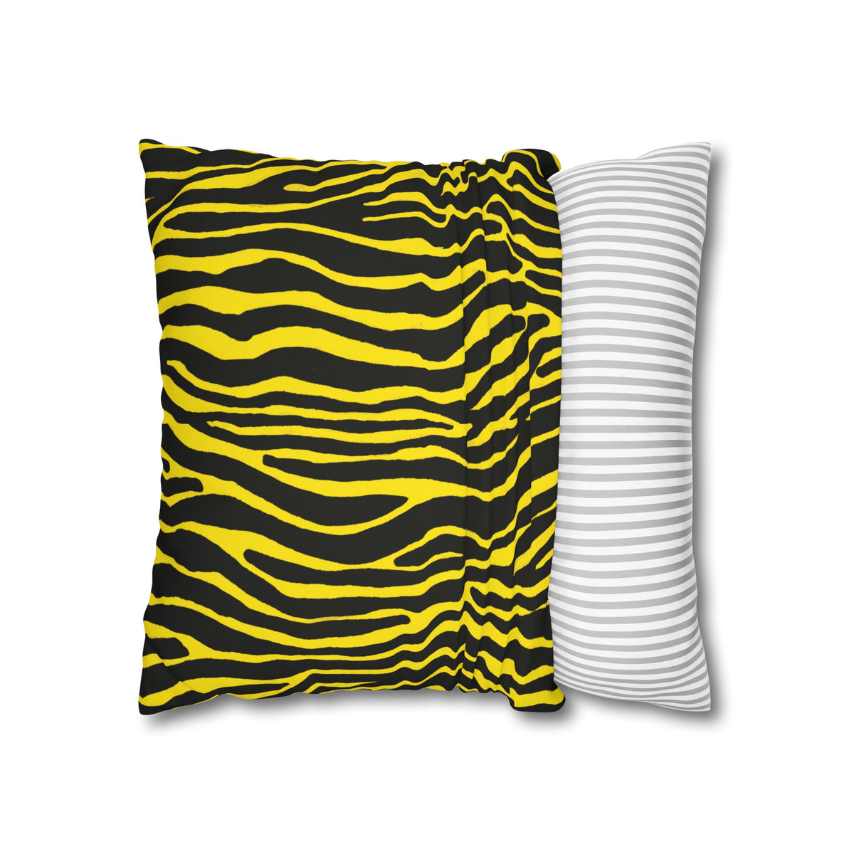 Yellow Black Zebra Print Pillowcase – Square Decorative Throw Pillow