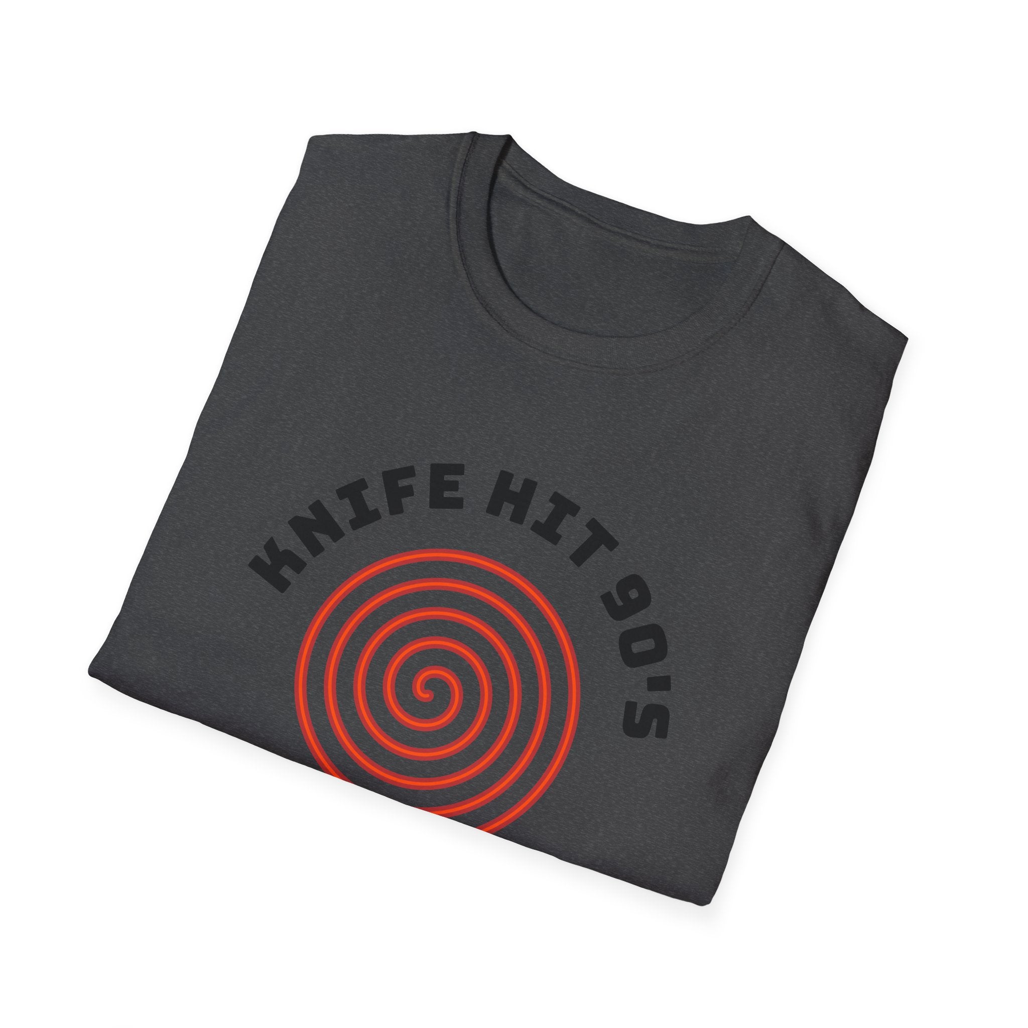 Knife Hit 90s spiral graphic T-Shirt | Freezer Buddy back print