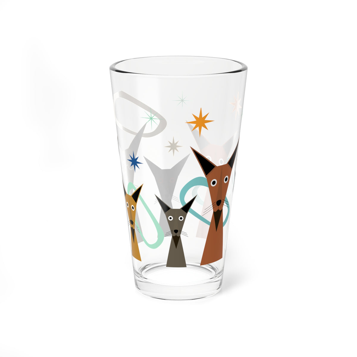 16oz Mixing Glass — Retro Starburst Dogs Cocktail Mixing Glass