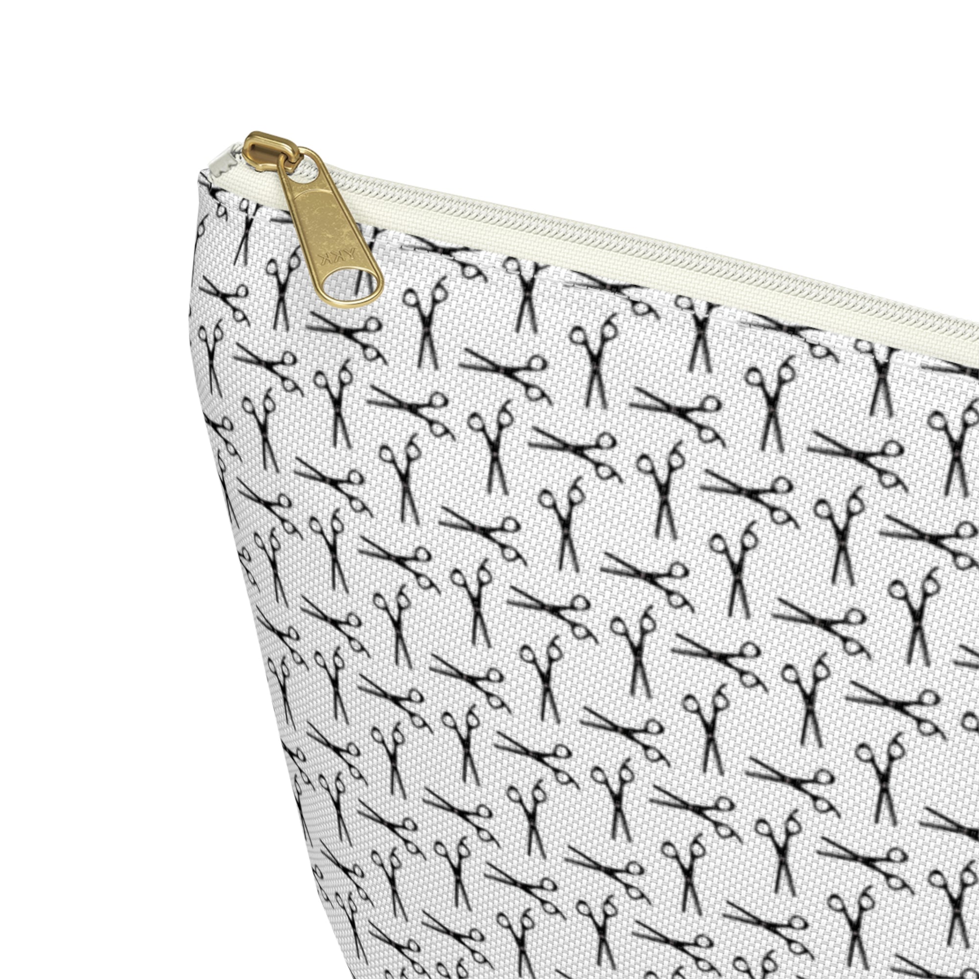Shears Pattern Accessory Pouch — Minimal Grey Pattern Makeup & Travel Organizer