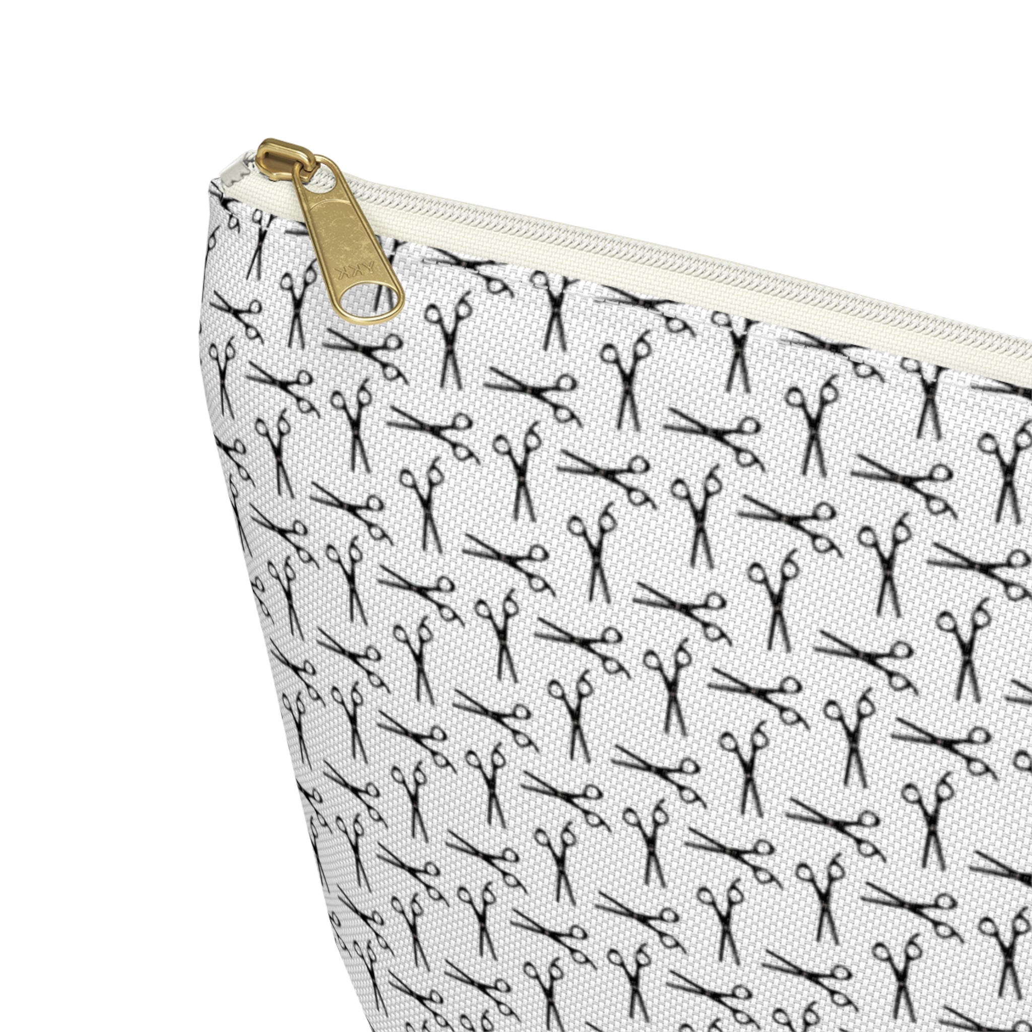 Shears Pattern Accessory Pouch — Minimal Grey Pattern Makeup & Travel Organizer