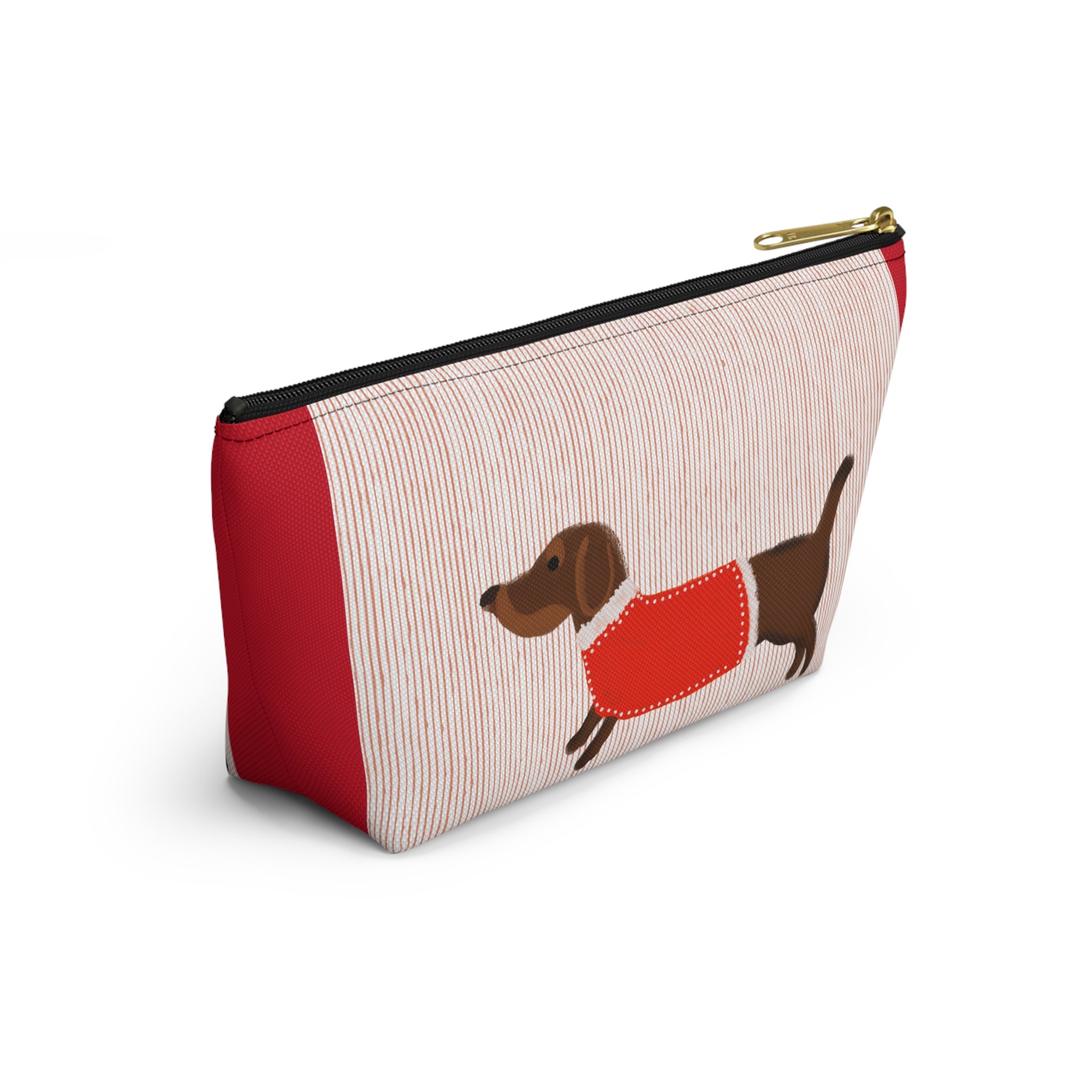 Dachshund in Red Sweater Accessory Pouch