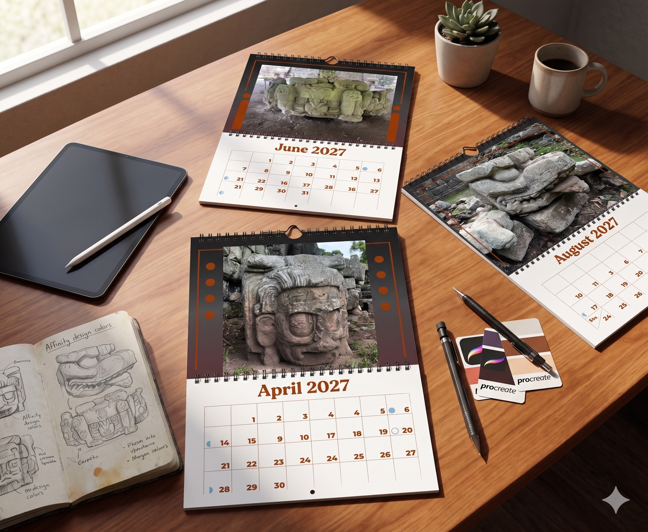 Mayan Ruins Wall Calendar 2027 — Copan Historical Ruins Photography Calendar