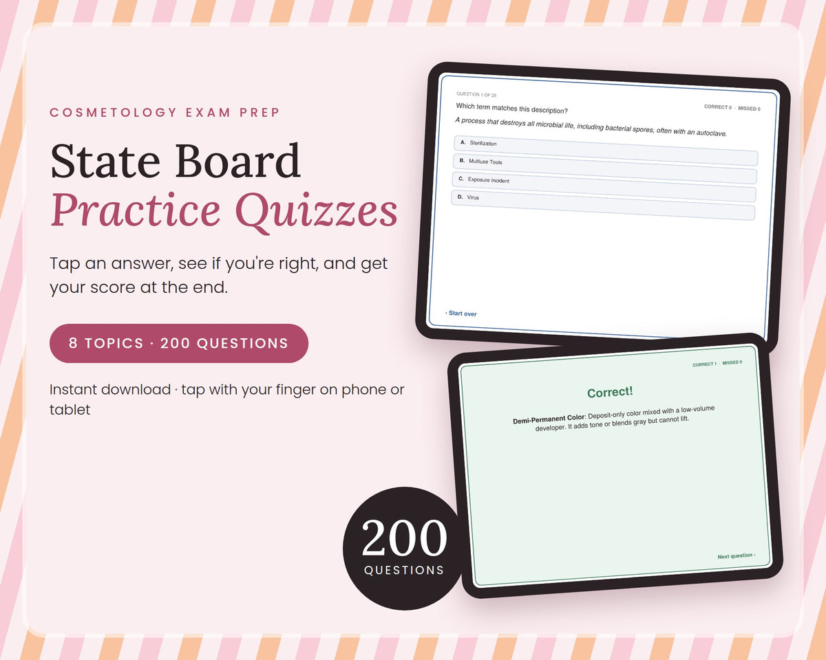 Cosmetology State Board Practice Quizzes – Level 1: Terms