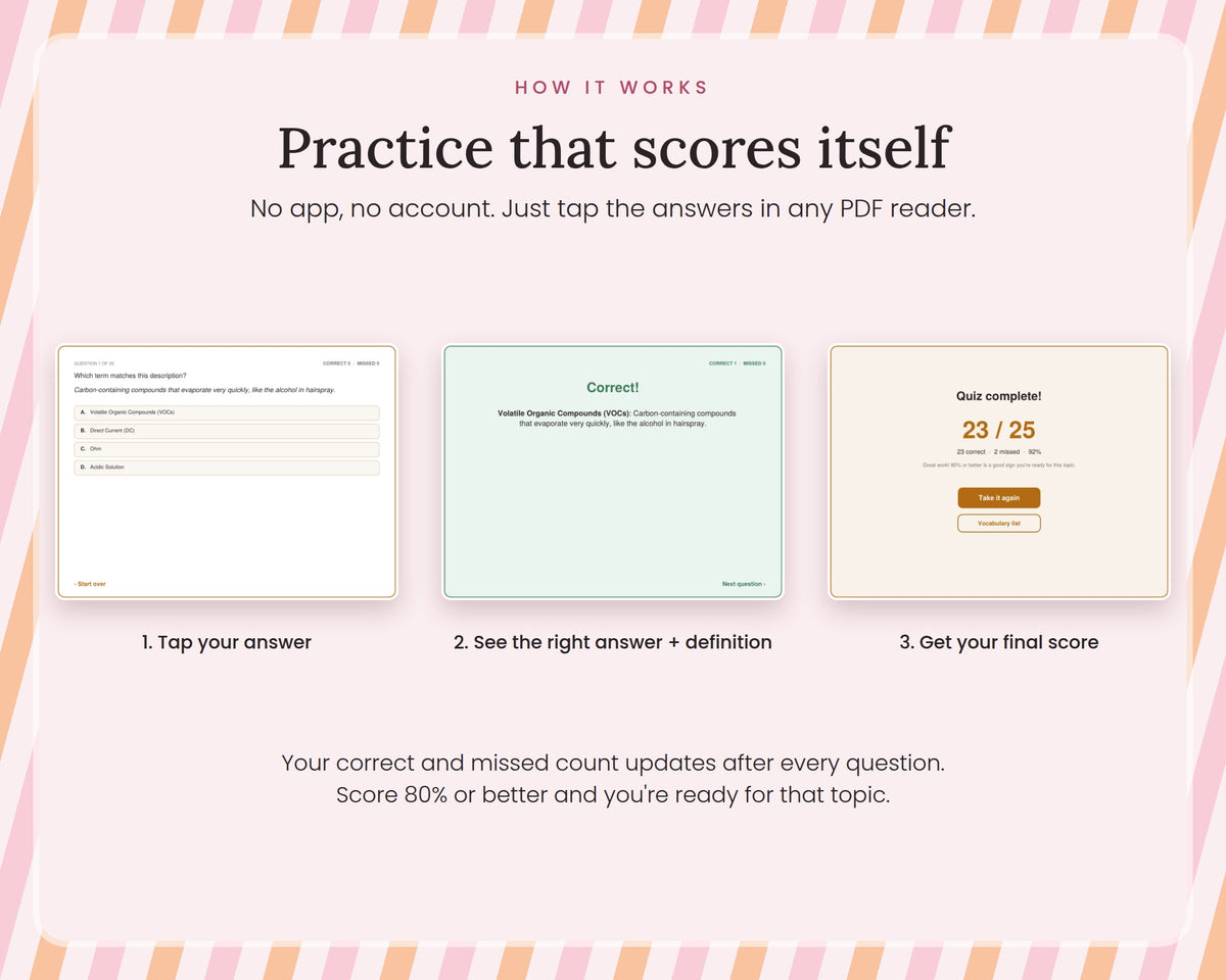 Cosmetology State Board Practice Quizzes – Level 1: Terms