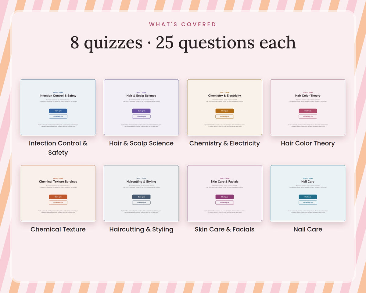 Cosmetology State Board Practice Quizzes – Level 1: Terms