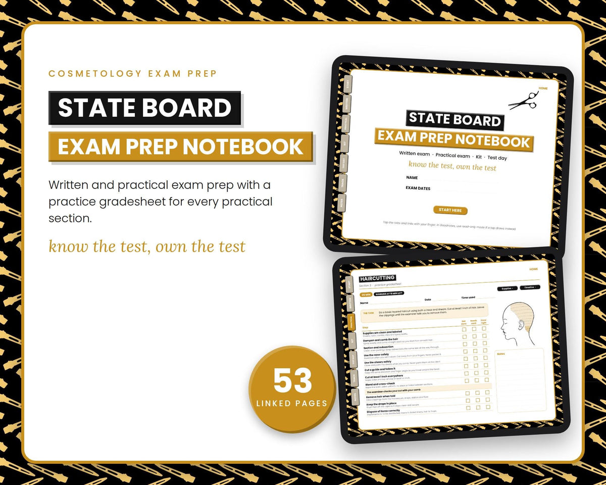 State Board Exam Prep Notebook, Gold Clips