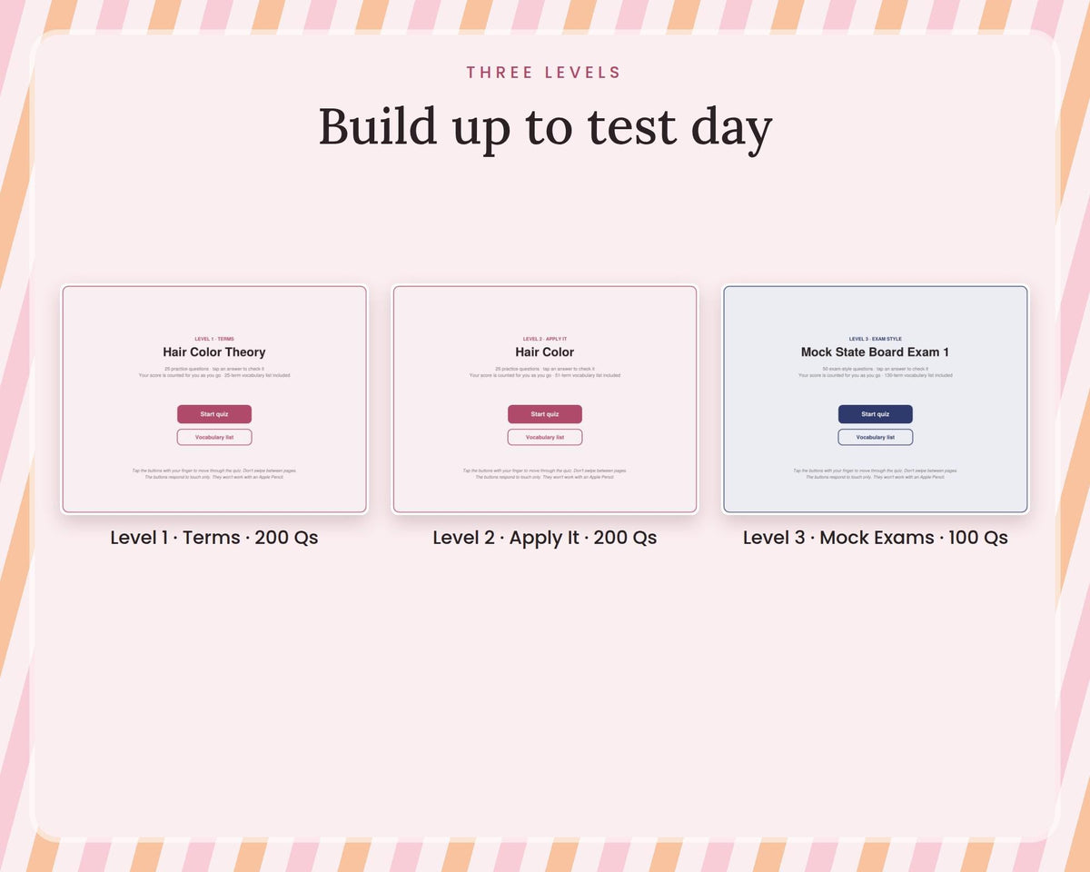 Cosmetology State Board Exam Prep Bundle - 80s Retro + Atomic Blue