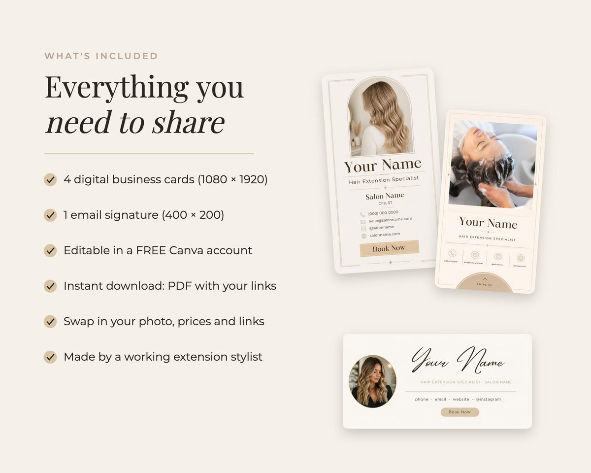Stylist Digital Business Card + Email Signature – Canva Templates