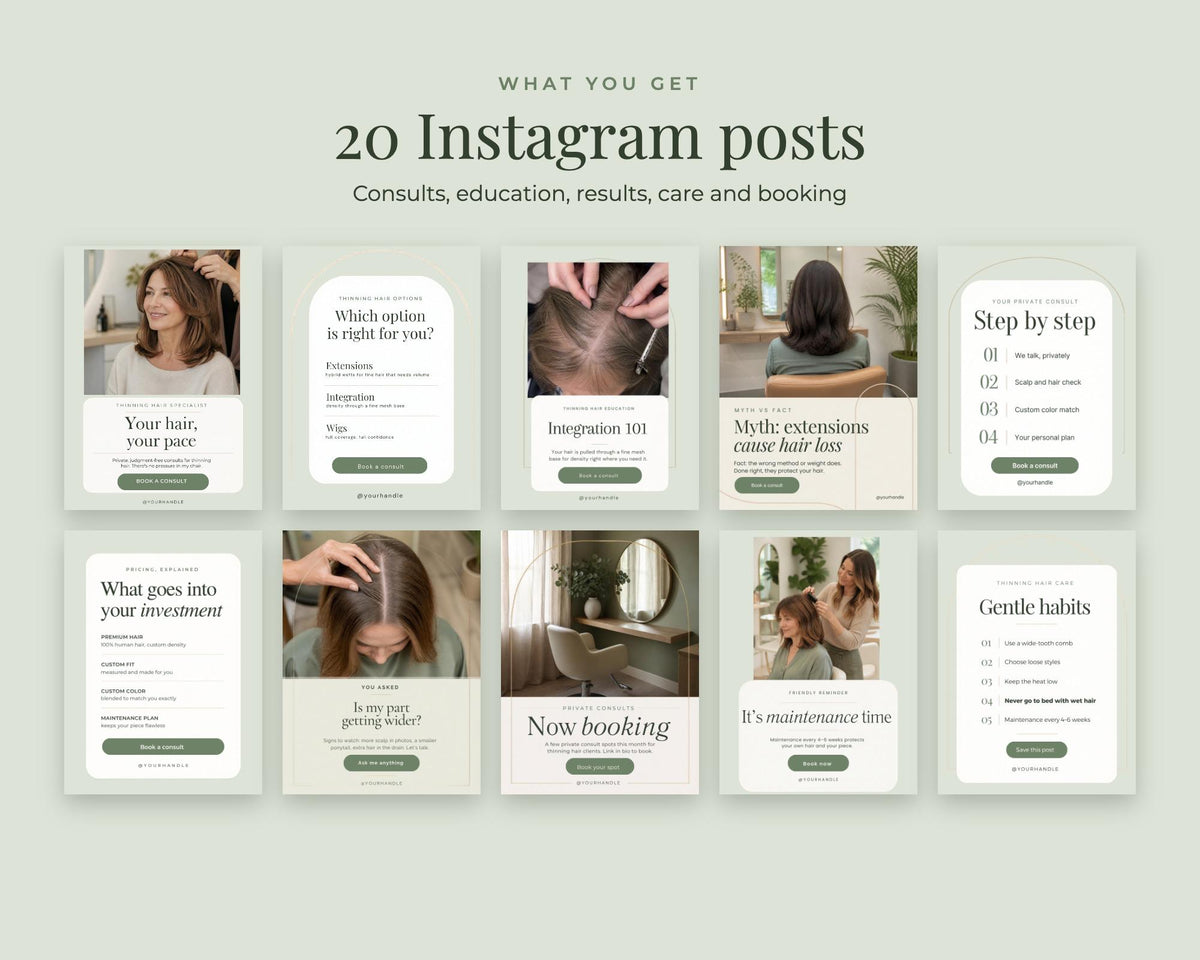 Thinning Hair Stylist Instagram Templates – 31 Canva Posts & Stories