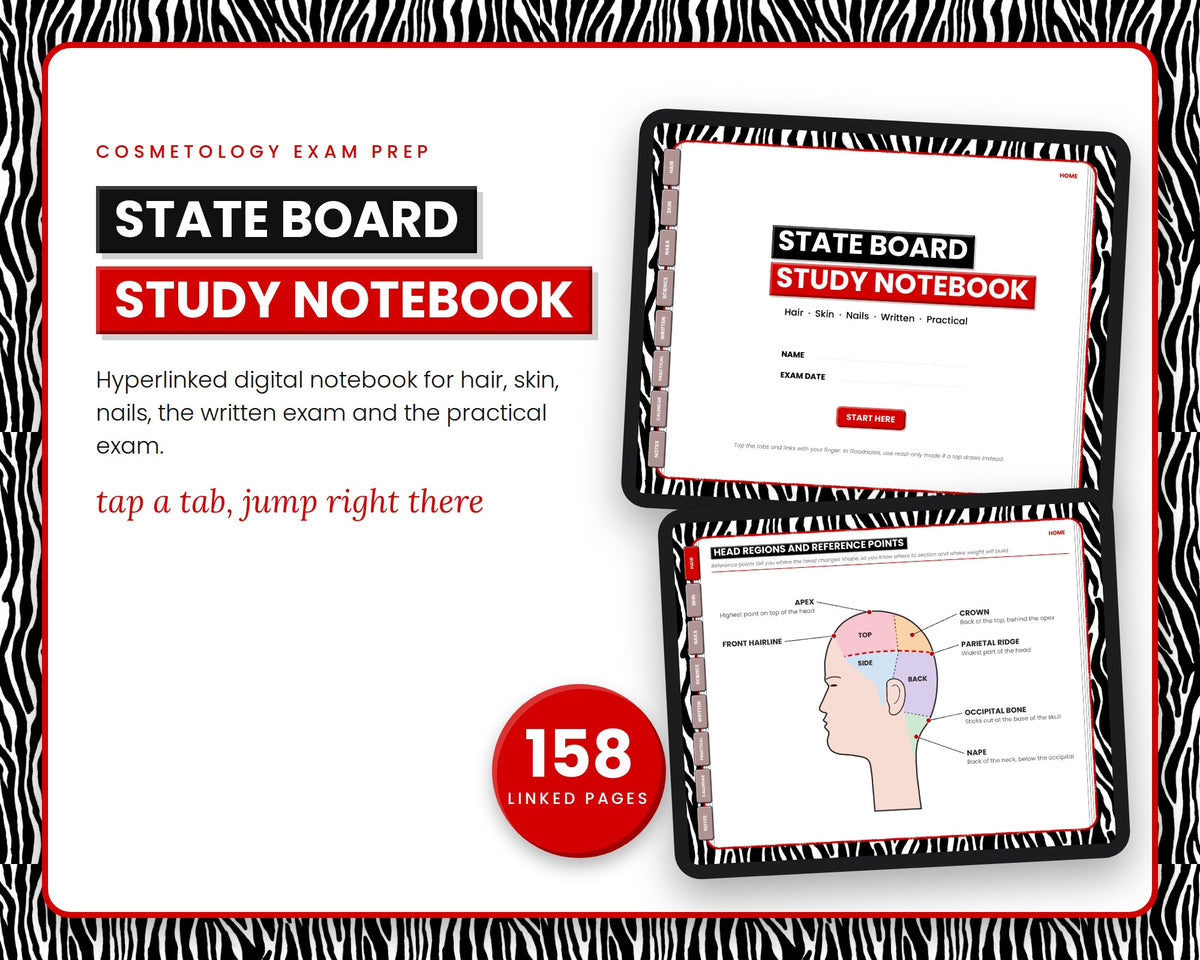 Cosmetology State Board Study Notebook – Zebra