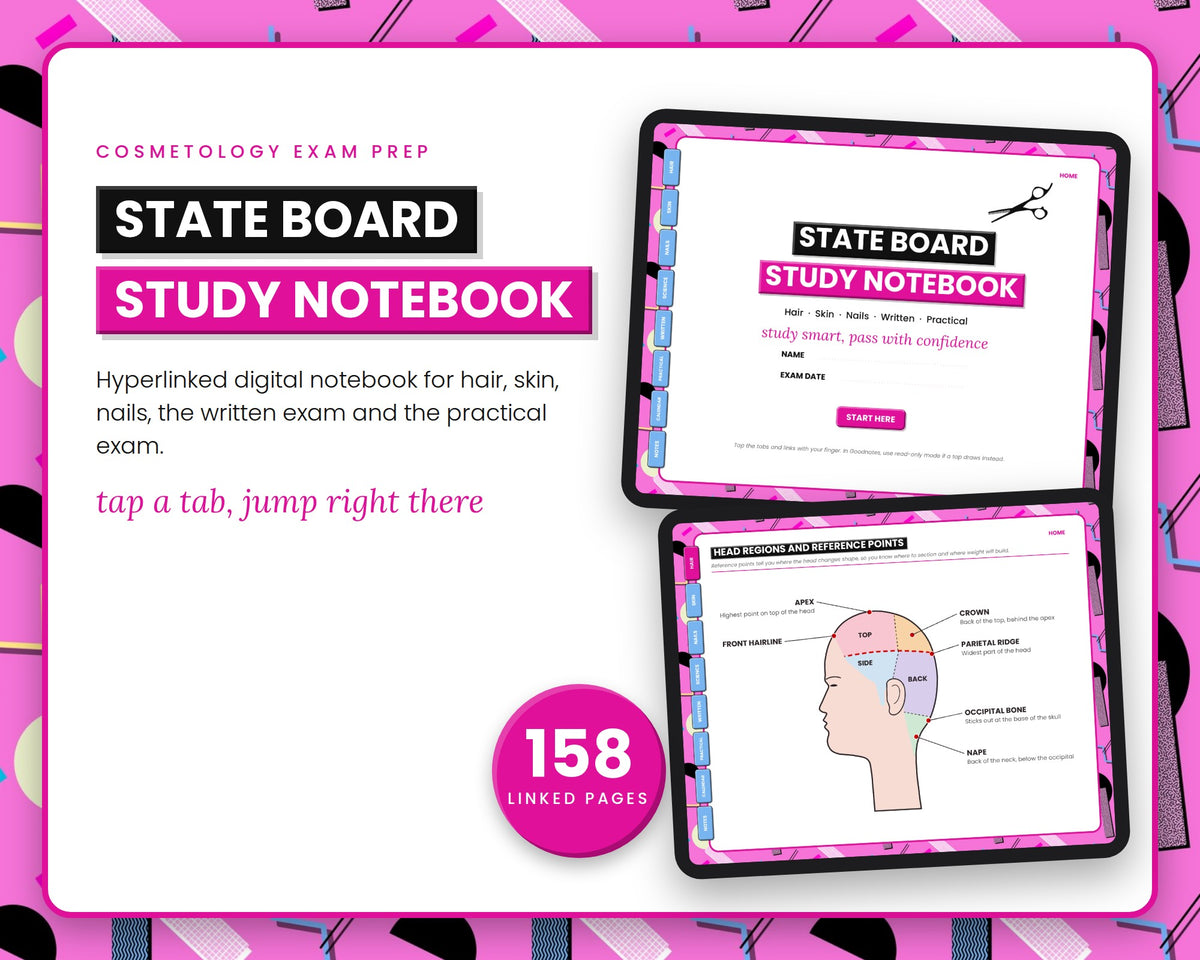 Cosmetology State Board Study Notebook – 80s Retro