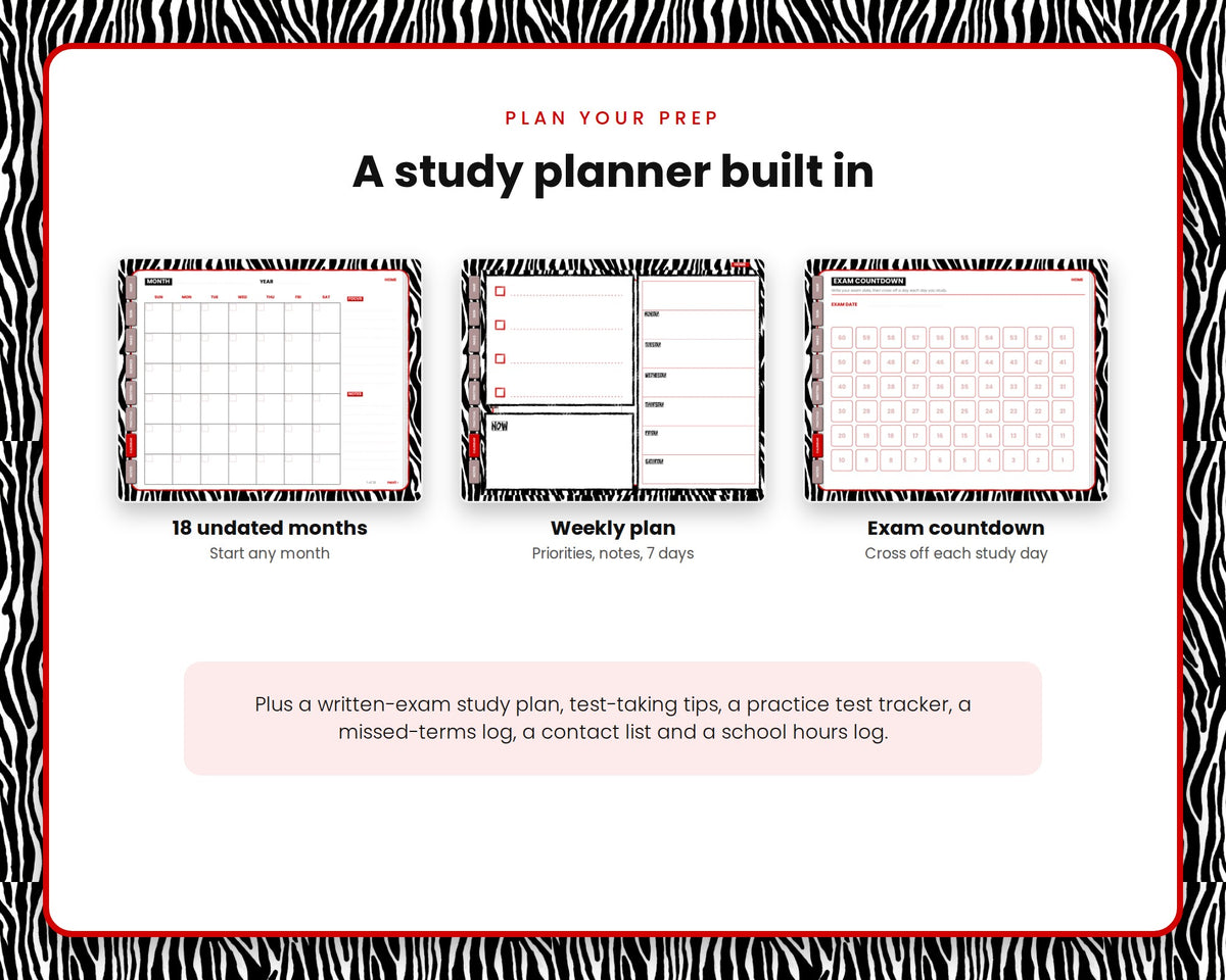 Cosmetology State Board Study Notebook – Zebra