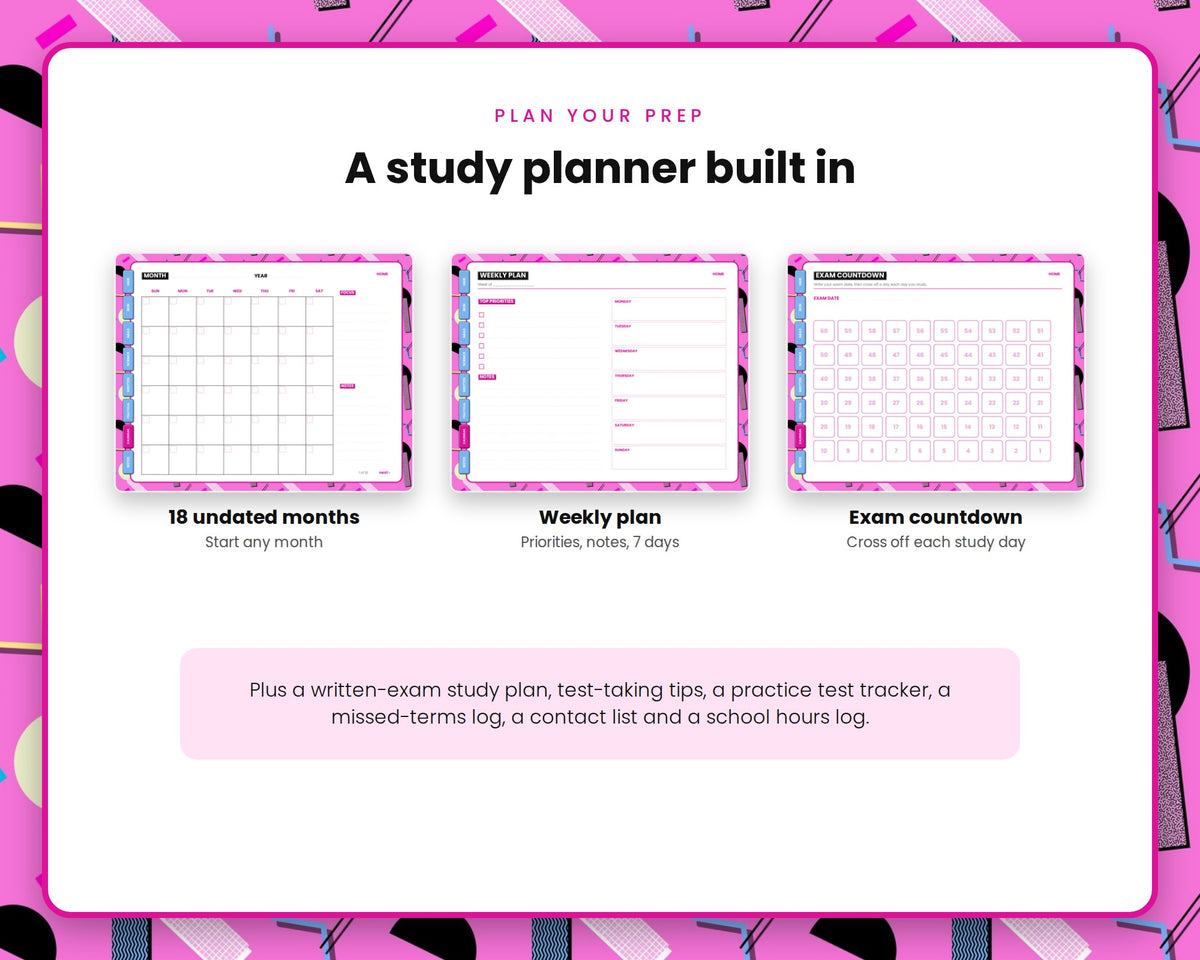 Cosmetology State Board Study Notebook – 80s Retro