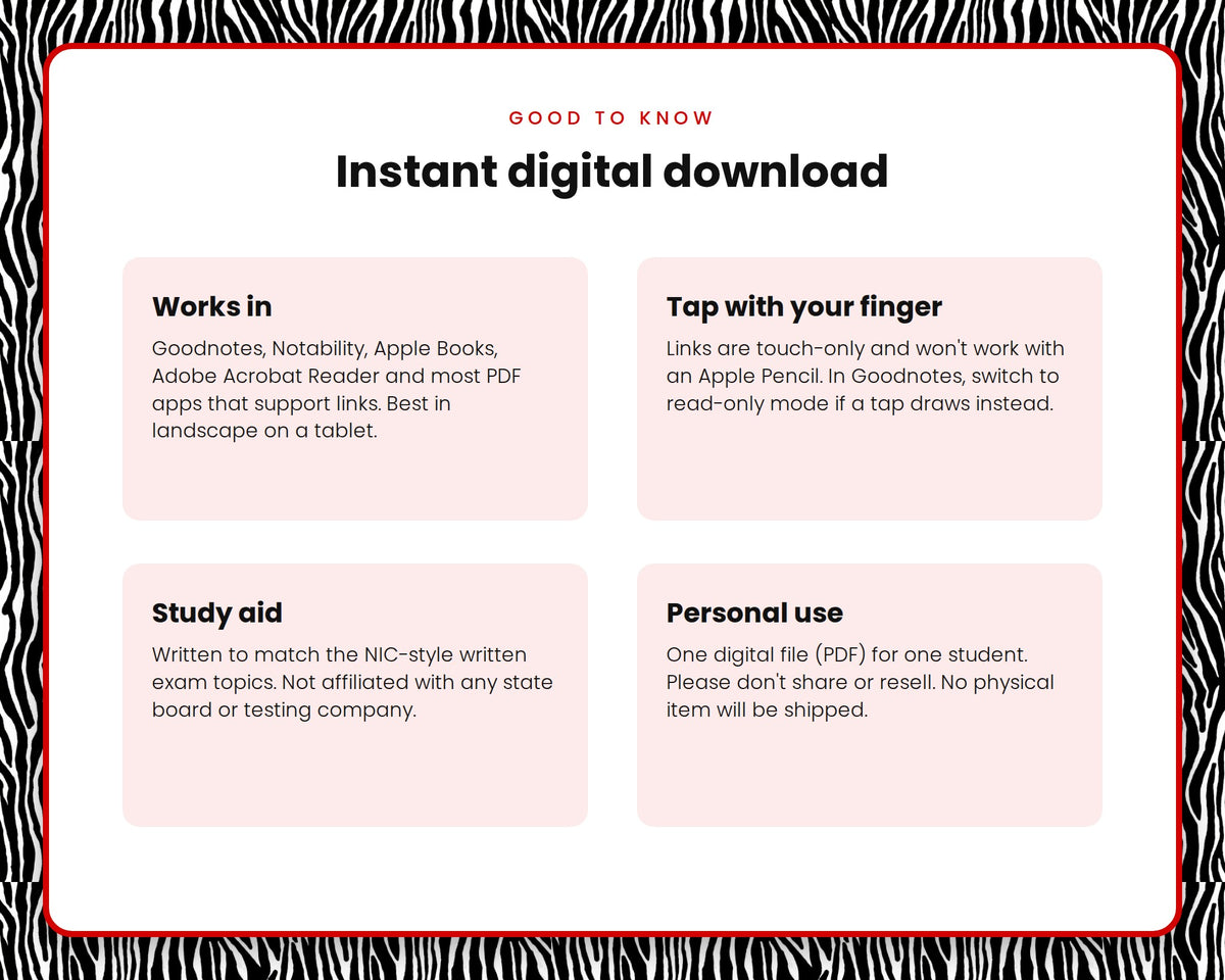 Cosmetology State Board Study Notebook – Zebra