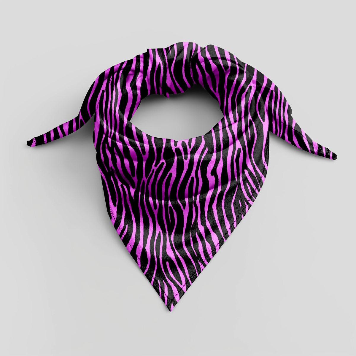 Zebra Stripe Scarf — Pink & Black Animal Print Polyester Scarf